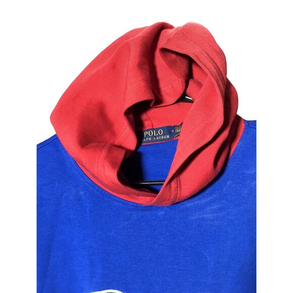 Polo Ralph Lauren Men's Blue Multi Colorblock Pullover Hoodie SZ M (No String) - Picture 3 of 9